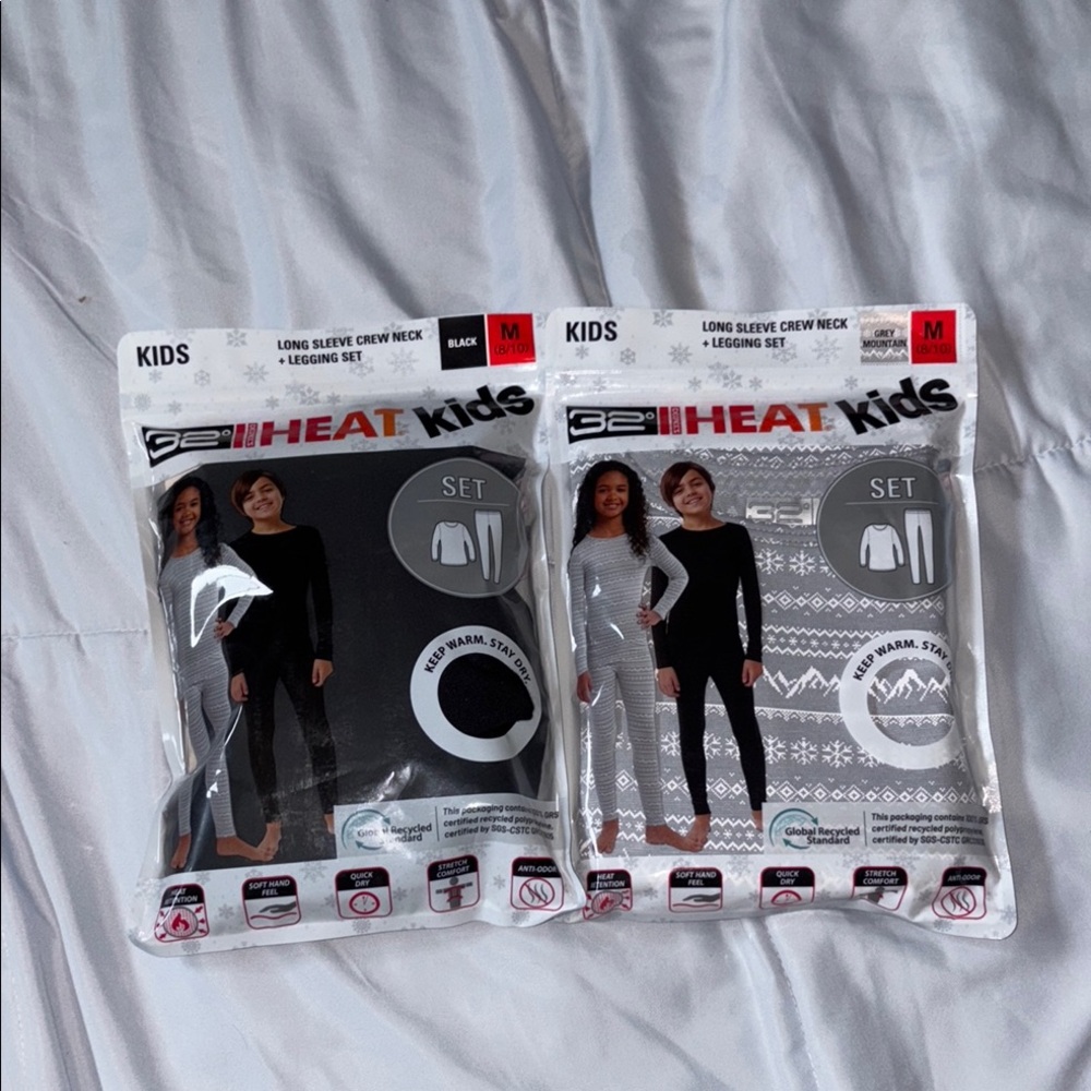 32 Degrees Kids Black and White Thermal Set